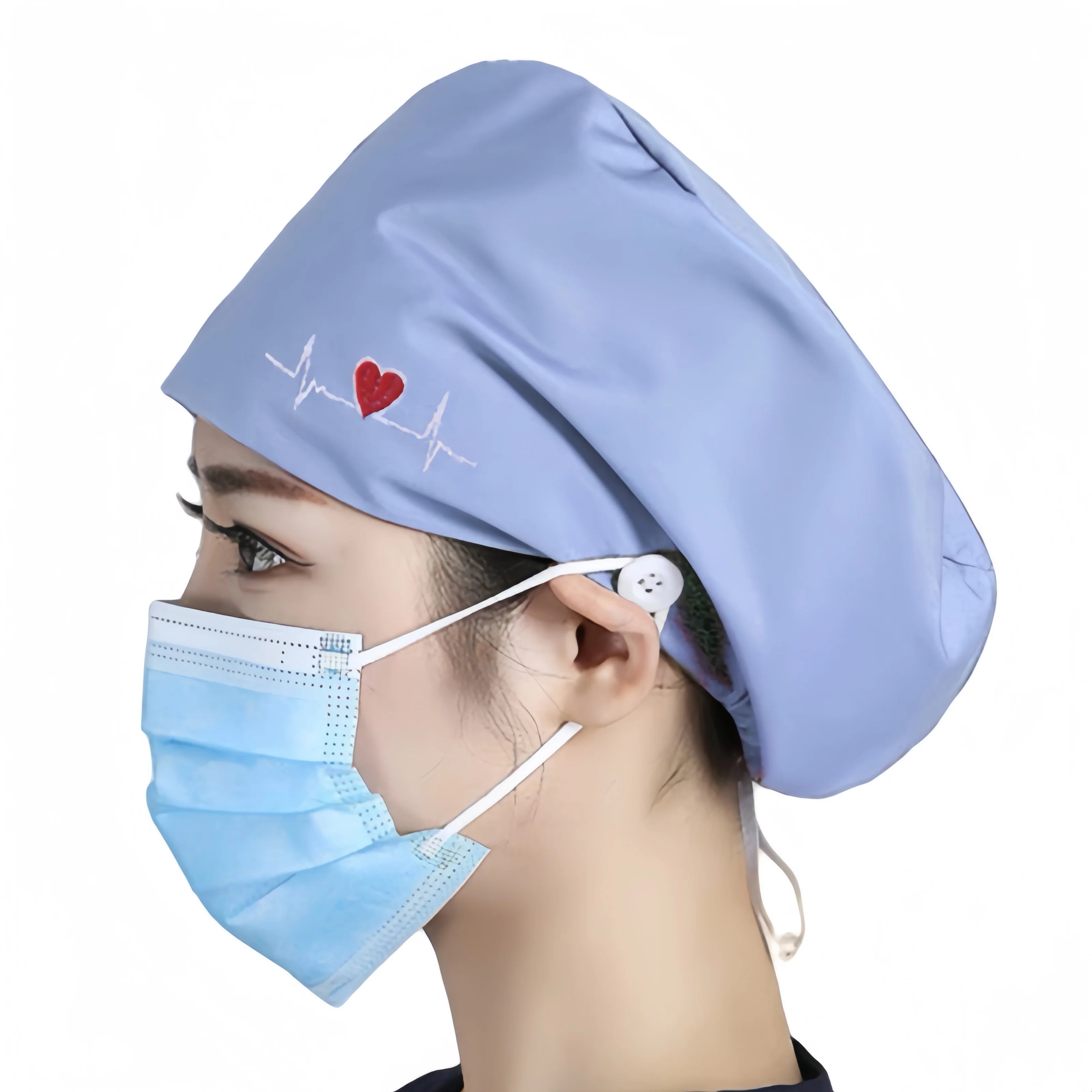 High Quality Elastic Nurse Hats Sweat-Absorbent Scrubs Caps for Dentist Pet Clinic & Beautician Working Accessories in Cotton