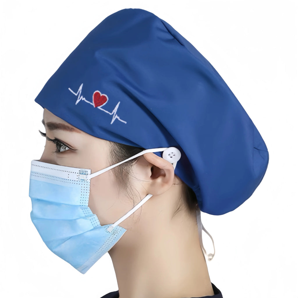 High Quality Elastic Nurse Hats Sweat-Absorbent Scrubs Caps for Dentist Pet Clinic & Beautician Working Accessories in Cotton