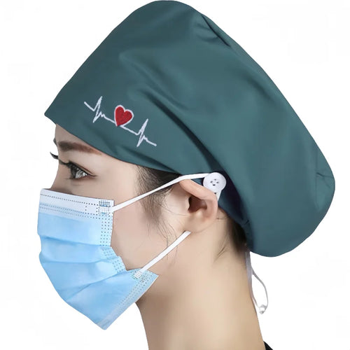 High Quality Elastic Nurse Hats Sweat-Absorbent Scrubs Caps for Dentist Pet Clinic & Beautician Working Accessories in Cotton