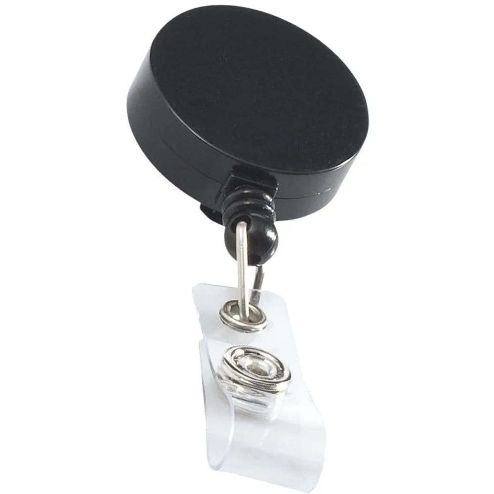 Black Retractable ID Badge Reel — Heavy Duty Nurse & Office Clip