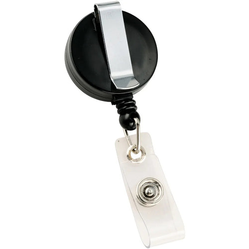 Black Retractable ID Badge Reel — Heavy Duty Nurse & Office Clip