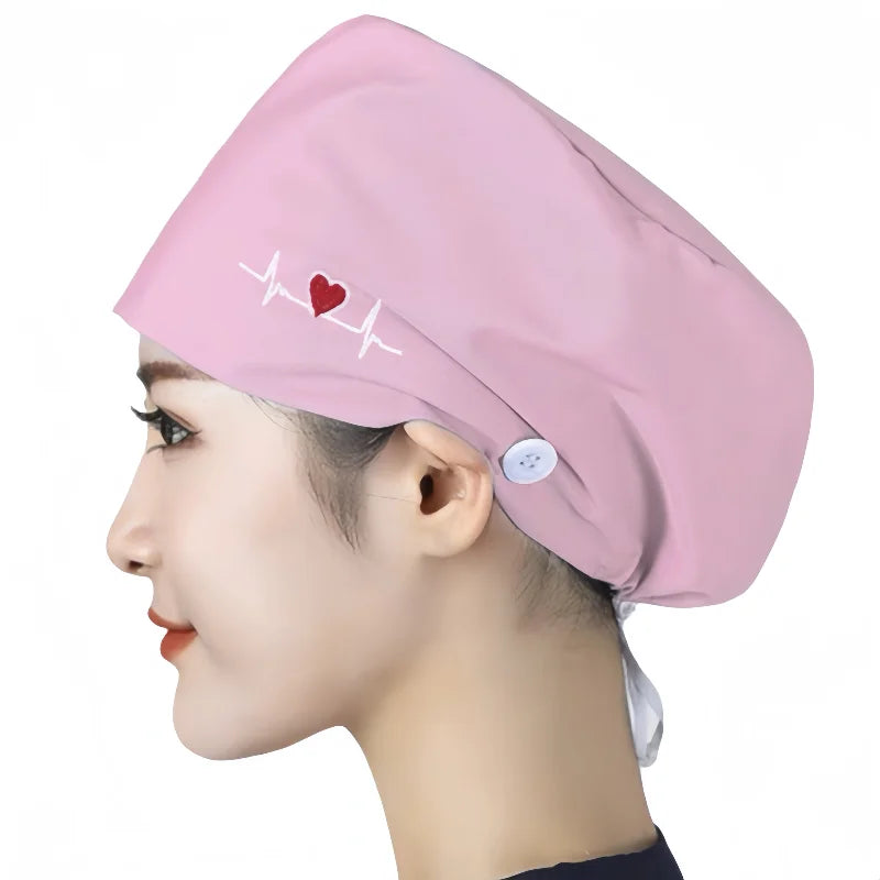 High Quality Elastic Nurse Hats Sweat-Absorbent Scrubs Caps for Dentist Pet Clinic & Beautician Working Accessories in Cotton