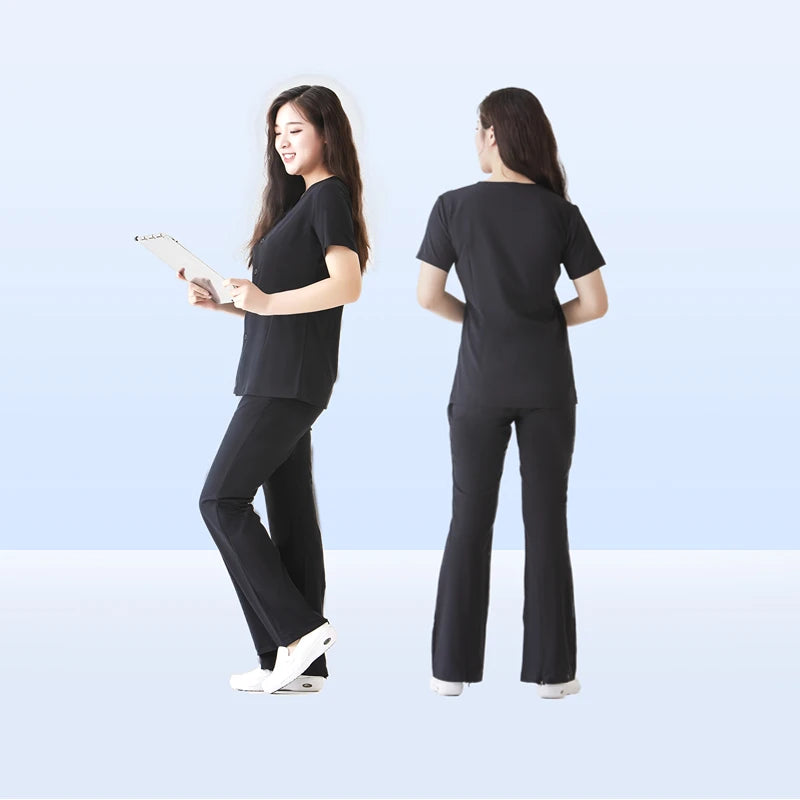 Fashionable Nurse Uniform Scrub Sets – Polyester Rayon Spandex Blend