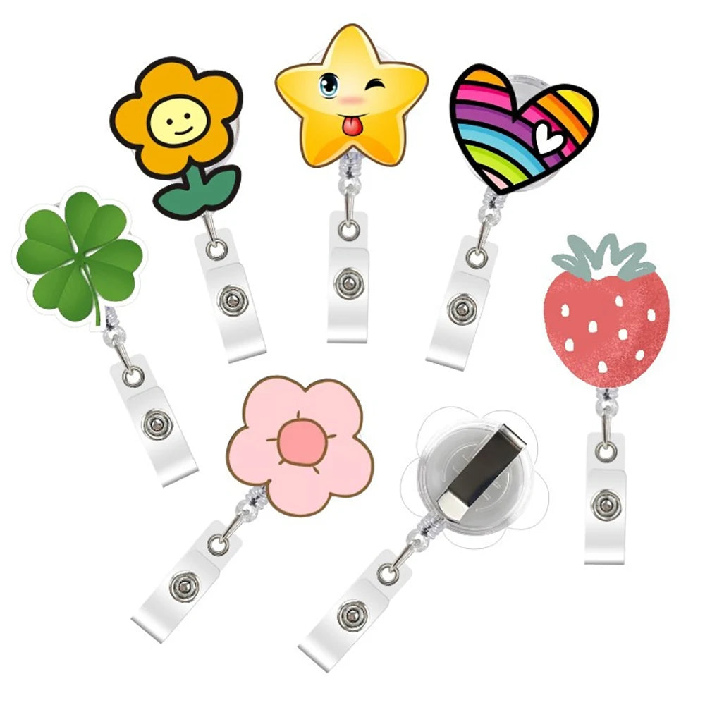 Lovely Flower Retractable Nurse Badge Reel — Cute ID Card Holder
