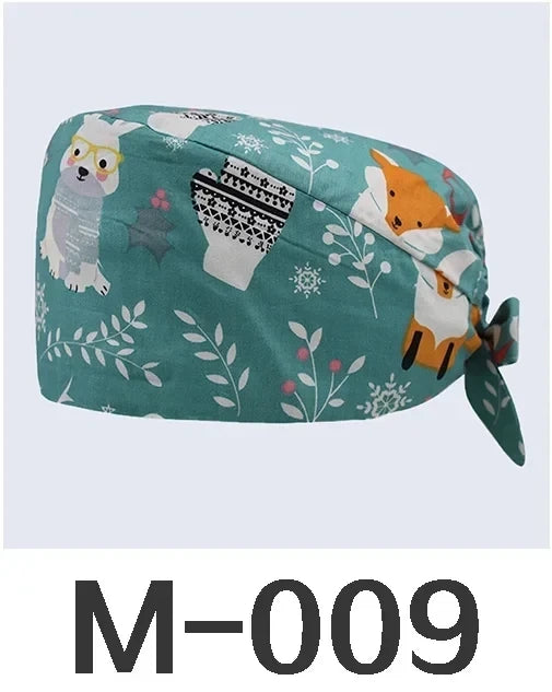 Adjustable Nurse Scrub Cap – Unisex Cotton Print Surgical Hat