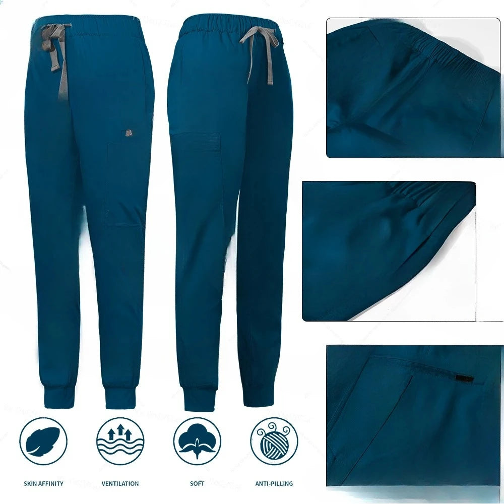 Women's V-Neck Scrub Set – Short Sleeve Top & Jogger Pants