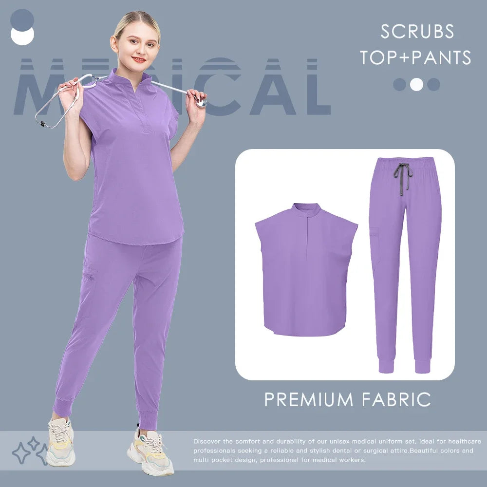 Nurse Scrub Blouse Pants Hospital Pharmacist Workwear Medical Surgical Uniforms Women Nursing Clothes Dentist Clinical Work Suit