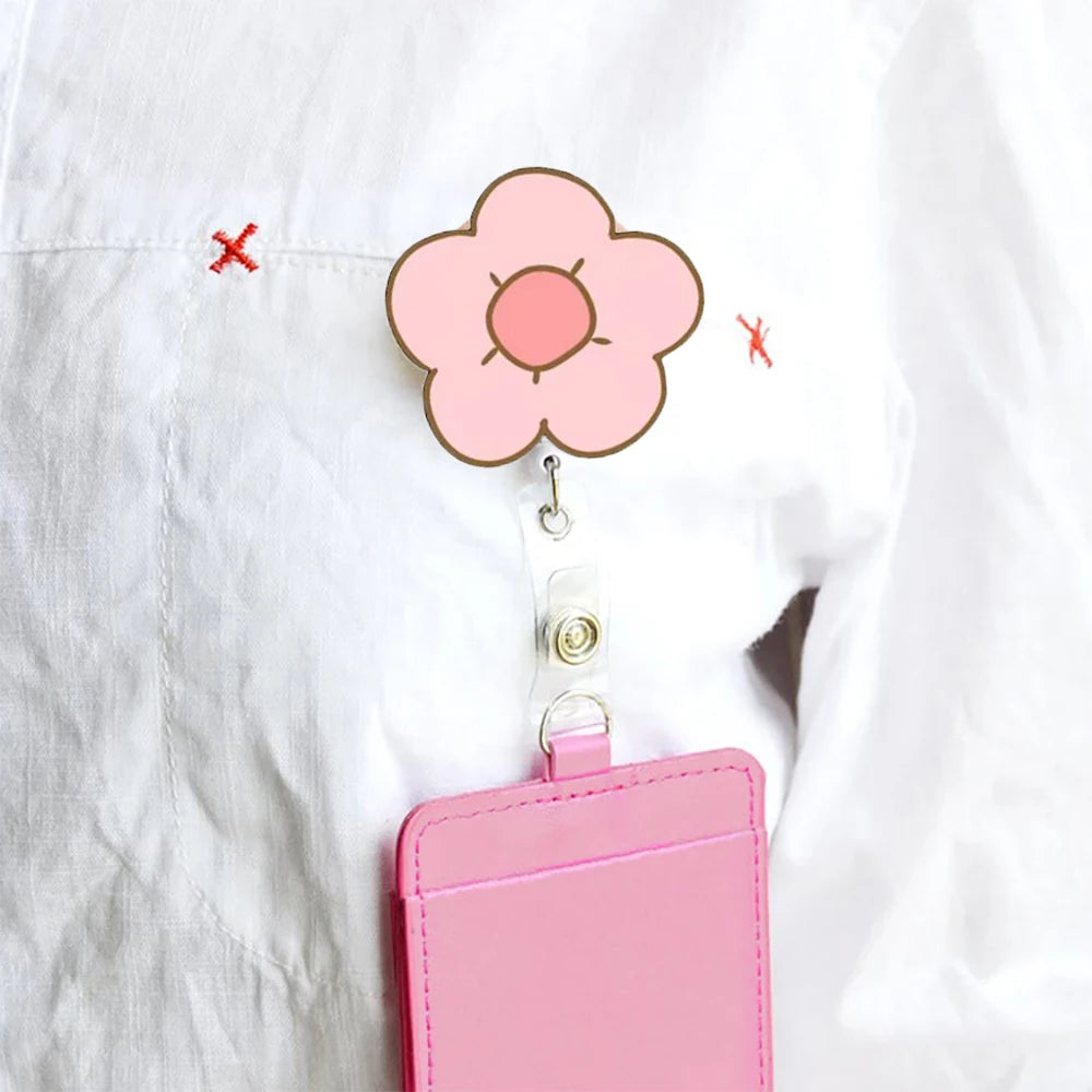 Lovely Flower Retractable Nurse Badge Reel — Cute ID Card Holder