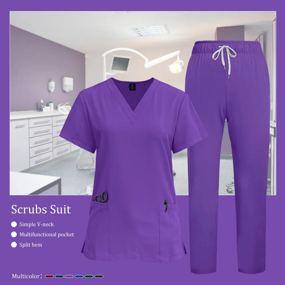 Women's V-Neck Medical Scrubs Uniform – Surgical & Nursing Workwear