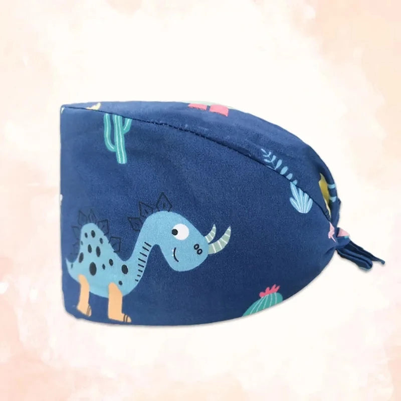 Adjustable Nurse Scrub Cap – Unisex Cotton Print Surgical Hat