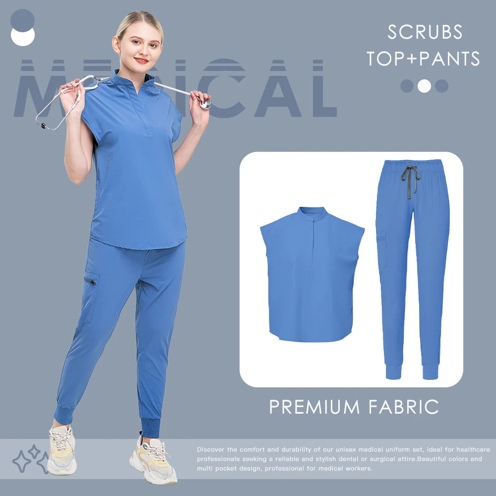 Nurse Scrub Blouse Pants Hospital Pharmacist Workwear Medical Surgical Uniforms Women Nursing Clothes Dentist Clinical Work Suit