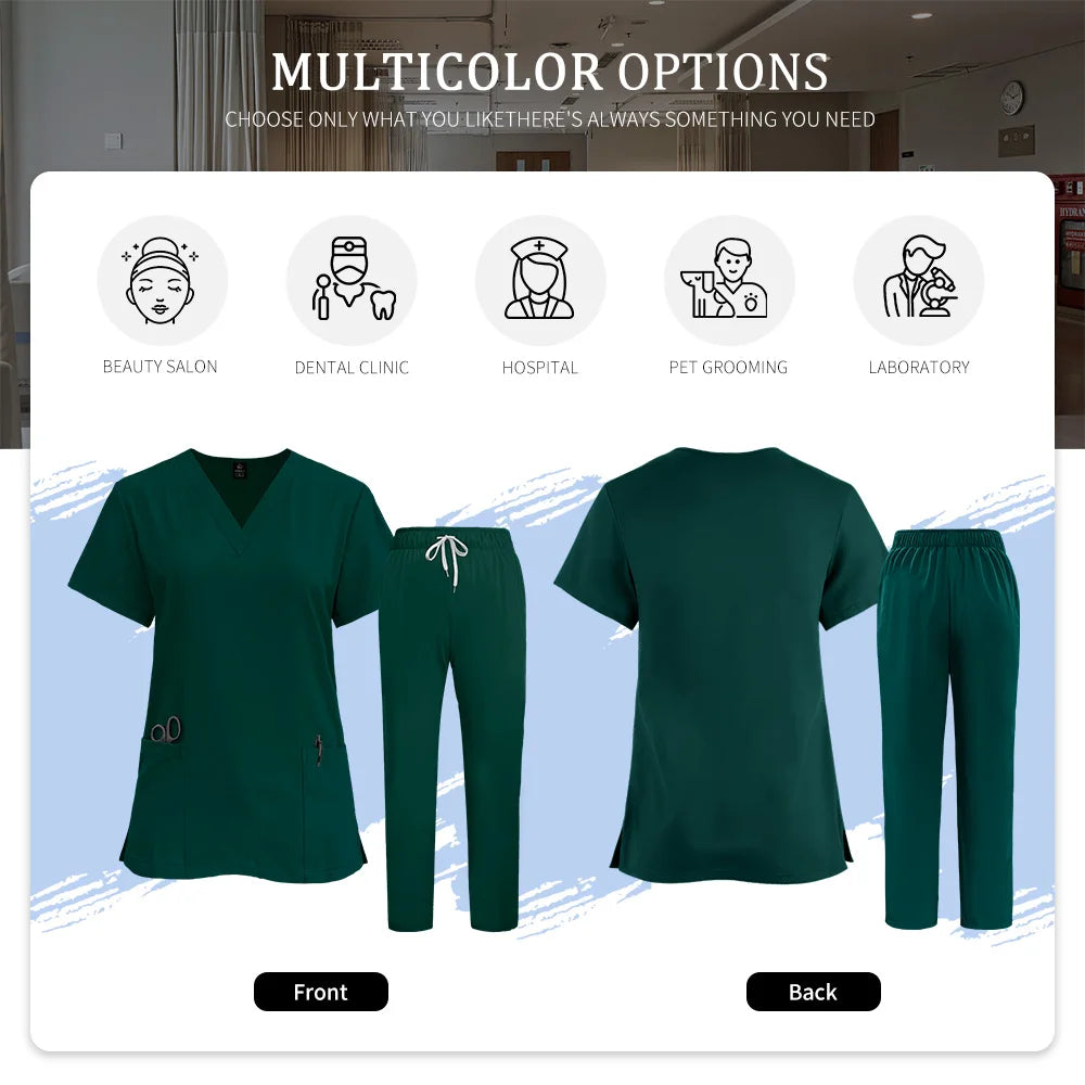Women's V-Neck Medical Scrubs Uniform – Surgical & Nursing Workwear