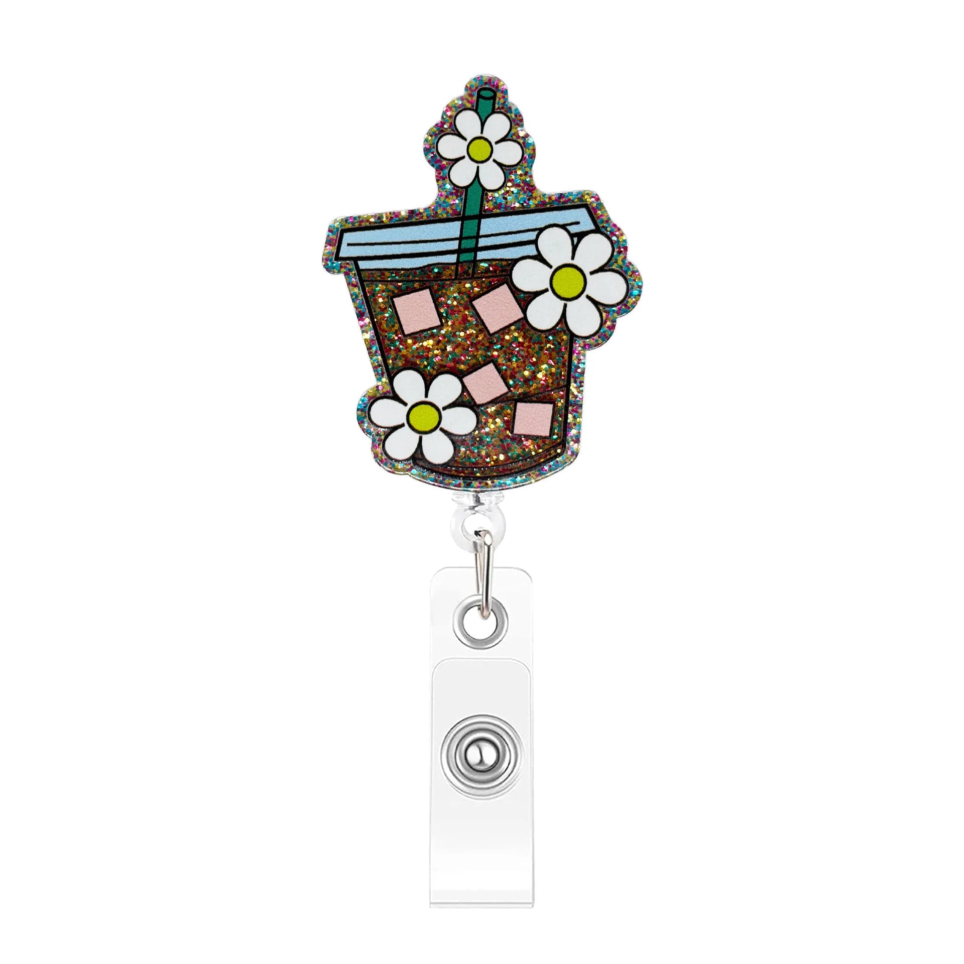 Glitter Acrylic Funny Quote Retractable Badge Reel — Nurse & Doctor ID Holder