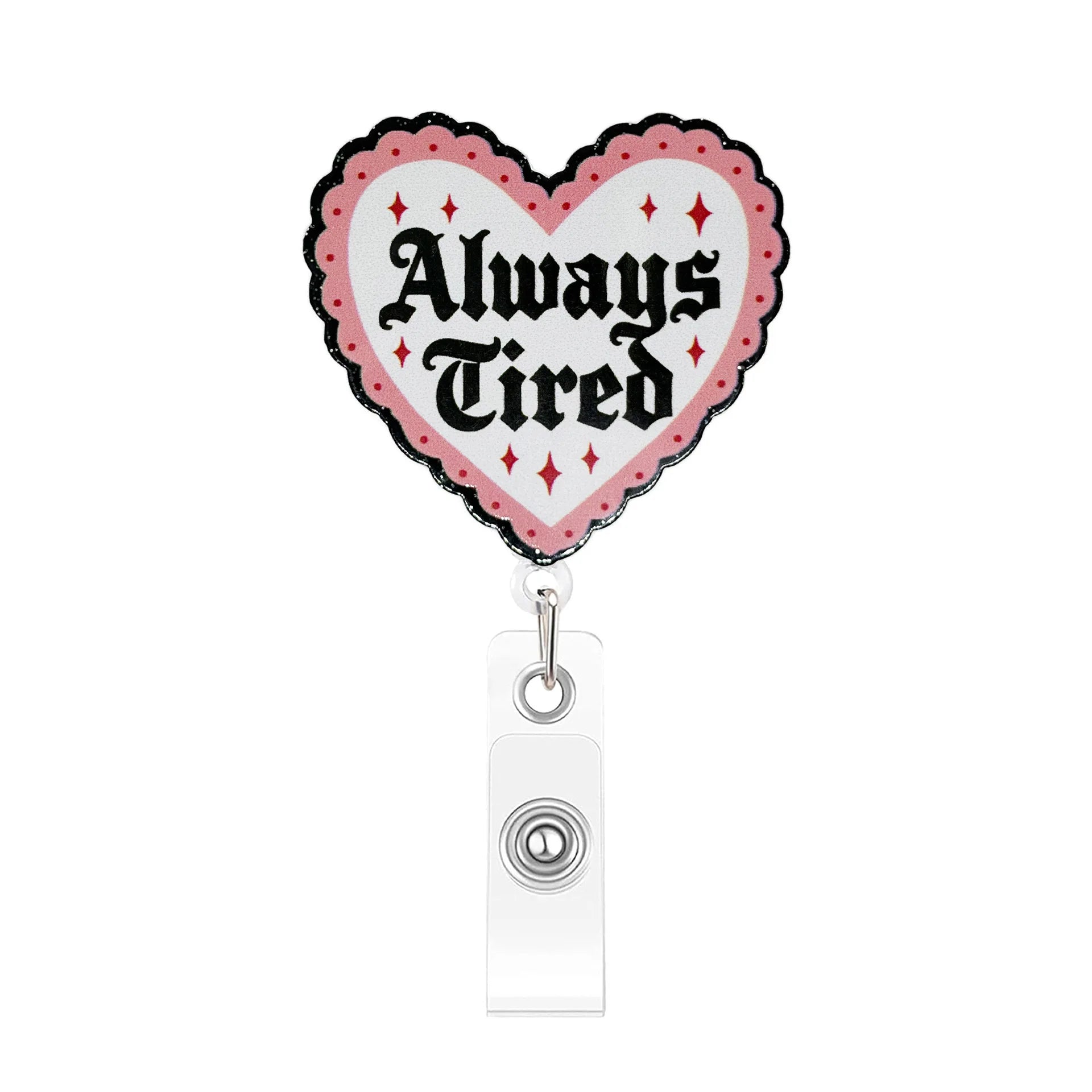 Glitter Acrylic Funny Quote Retractable Badge Reel — Nurse & Doctor ID Holder