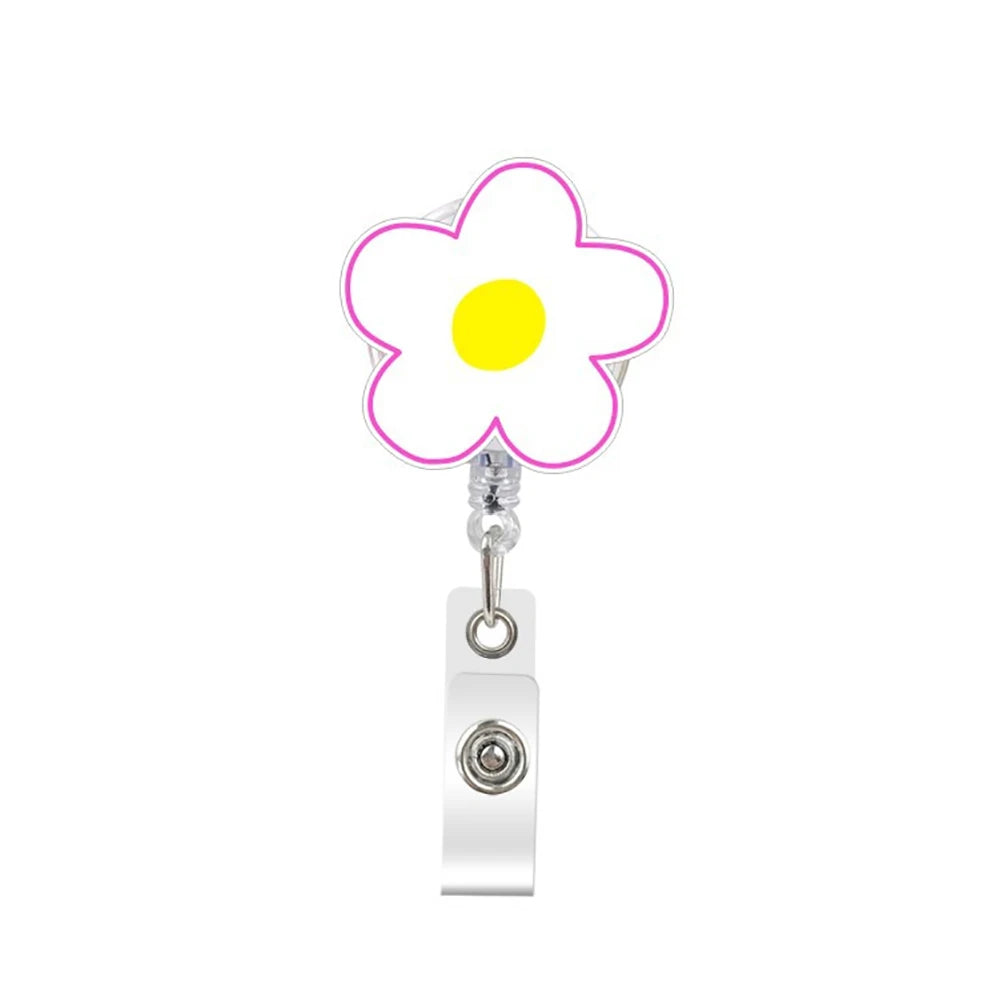 Lovely Flower Retractable Nurse Badge Reel — Cute ID Card Holder