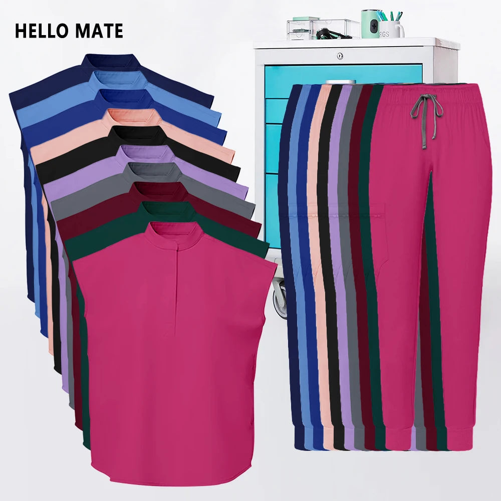 Nurse Scrub Blouse Pants Hospital Pharmacist Workwear Medical Surgical Uniforms Women Nursing Clothes Dentist Clinical Work Suit
