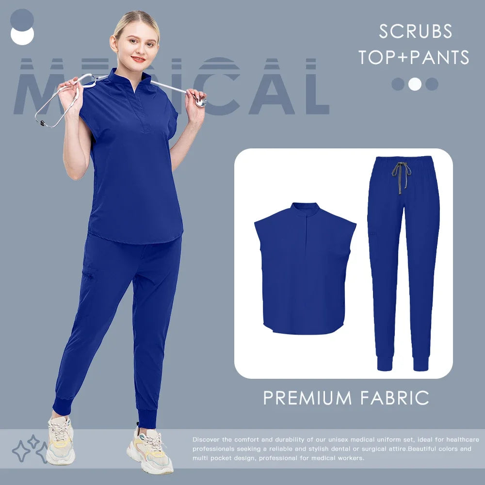 Nurse Scrub Blouse Pants Hospital Pharmacist Workwear Medical Surgical Uniforms Women Nursing Clothes Dentist Clinical Work Suit