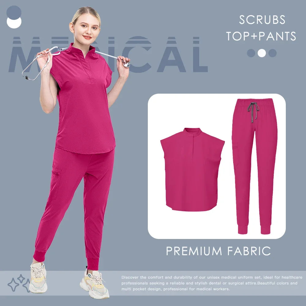 Nurse Scrub Blouse Pants Hospital Pharmacist Workwear Medical Surgical Uniforms Women Nursing Clothes Dentist Clinical Work Suit