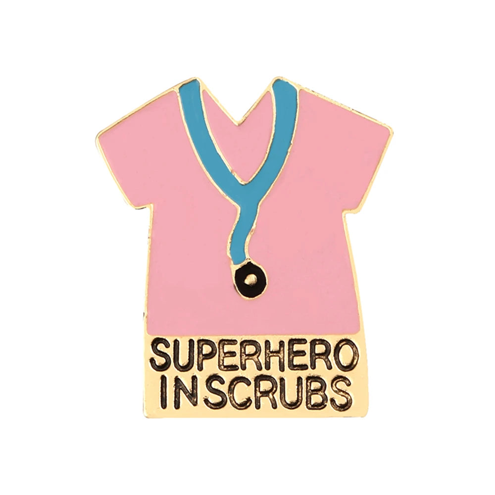 Medical Theme Nurse Enamel Pin Brooch — Stethoscope & Syringe Lapel Badge