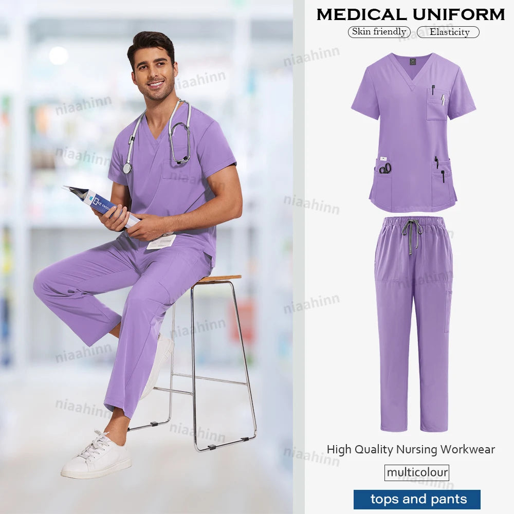 Anti-Wrinkle Medical Scrub Set – Unisex Surgical Uniform