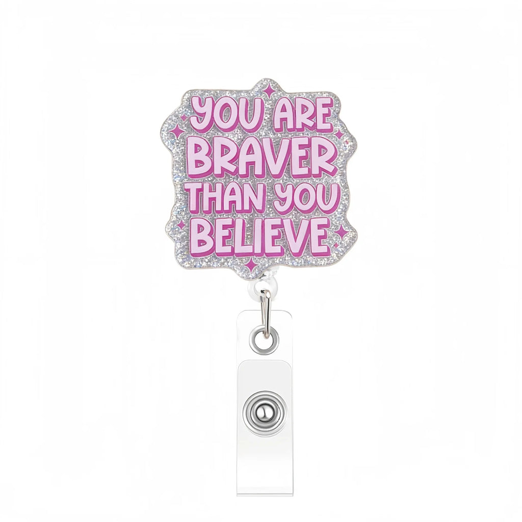 Glitter Acrylic Funny Quote Retractable Badge Reel — Nurse & Doctor ID Holder