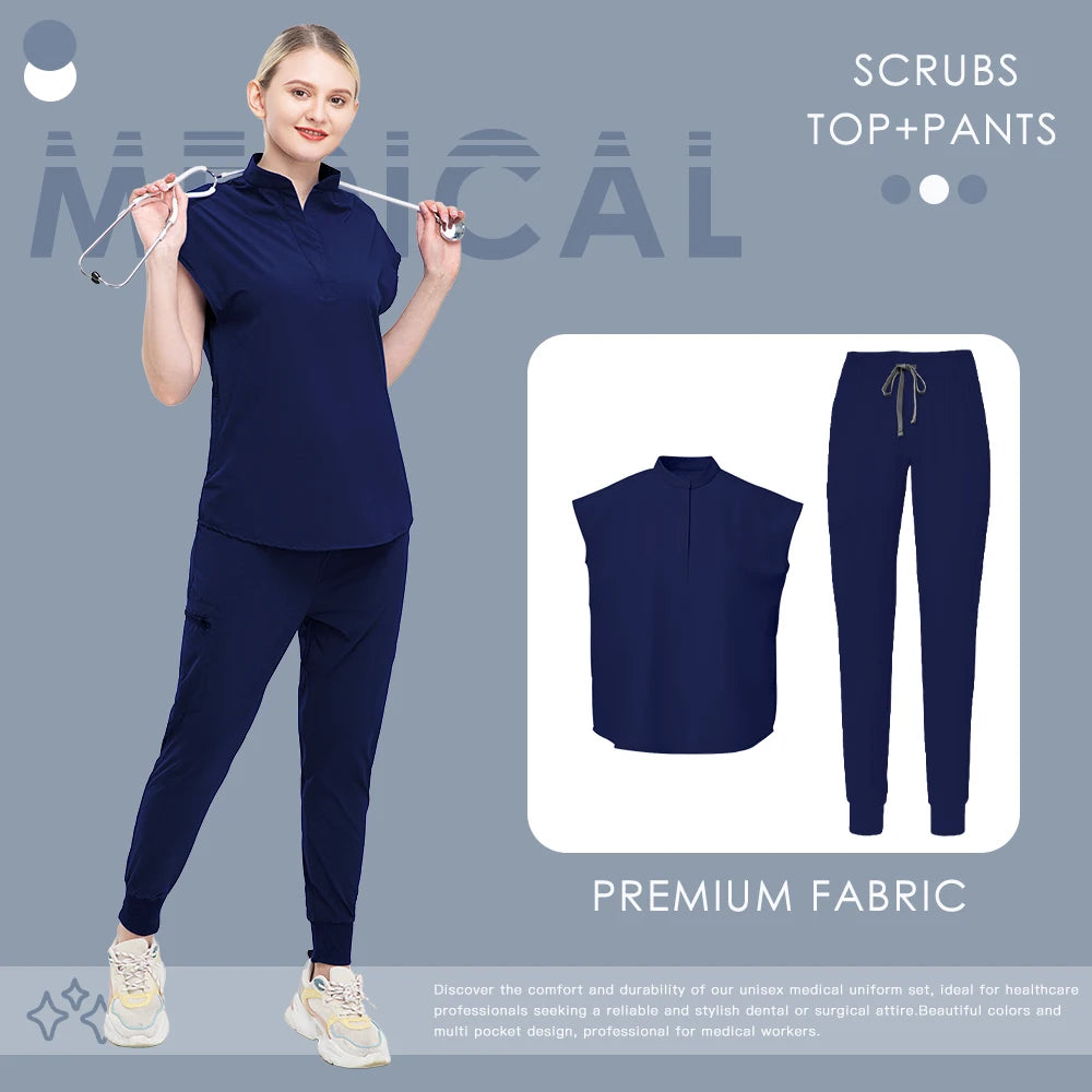 Nurse Scrub Blouse Pants Hospital Pharmacist Workwear Medical Surgical Uniforms Women Nursing Clothes Dentist Clinical Work Suit