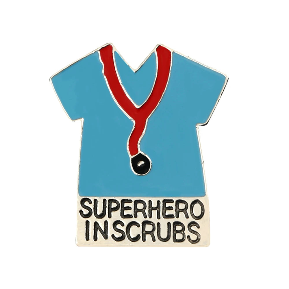 Medical Theme Nurse Enamel Pin Brooch — Stethoscope & Syringe Lapel Badge