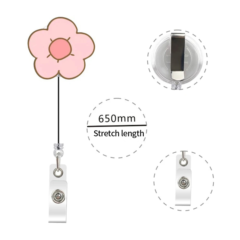 Lovely Flower Retractable Nurse Badge Reel — Cute ID Card Holder