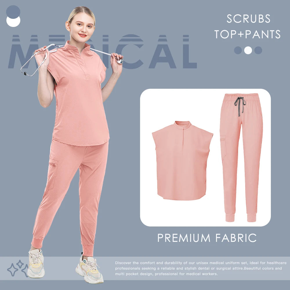 Nurse Scrub Blouse Pants Hospital Pharmacist Workwear Medical Surgical Uniforms Women Nursing Clothes Dentist Clinical Work Suit