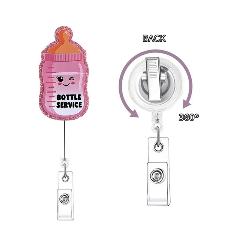 Glitter Acrylic Funny Quote Retractable Badge Reel — Nurse & Doctor ID Holder