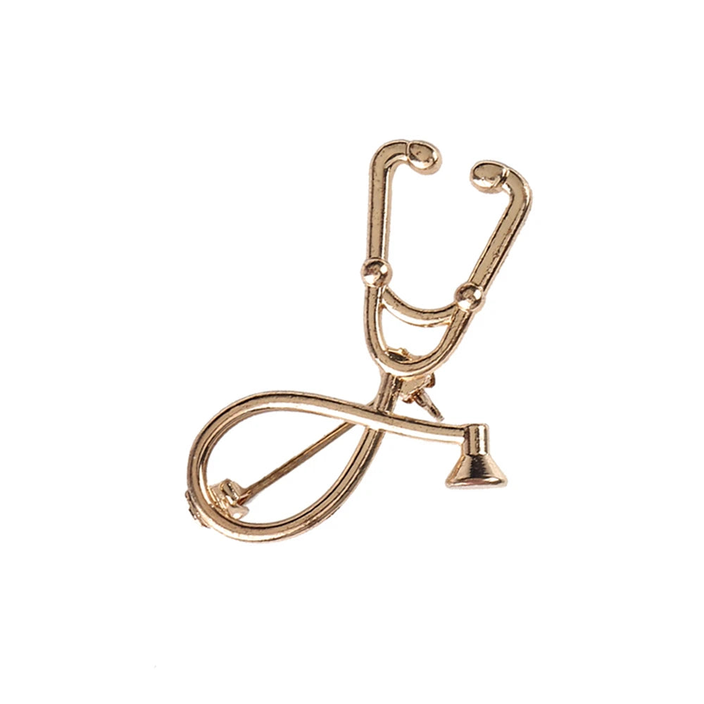 Medical Theme Nurse Enamel Pin Brooch — Stethoscope & Syringe Lapel Badge