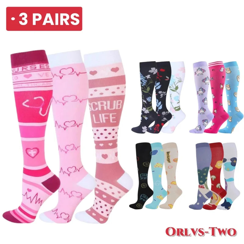 Medical Compression Socks 20-30 mmHg – 3 Pairs, Knee High