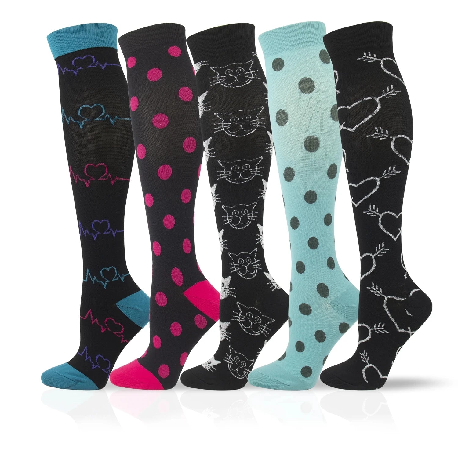 Compression Socks for Nurses & Athletes – 3, 5 or 6 Pairs