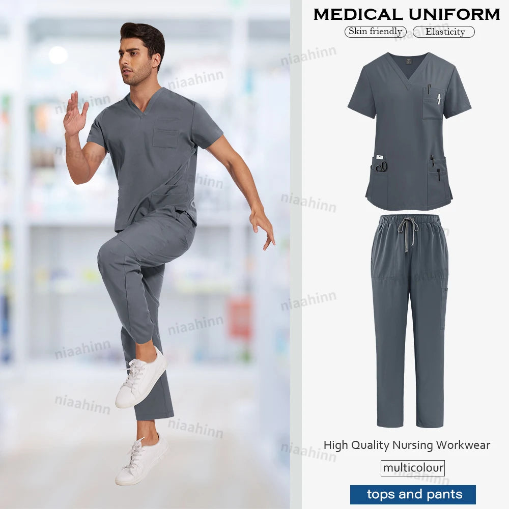 Anti-Wrinkle Medical Scrub Set – Unisex Surgical Uniform