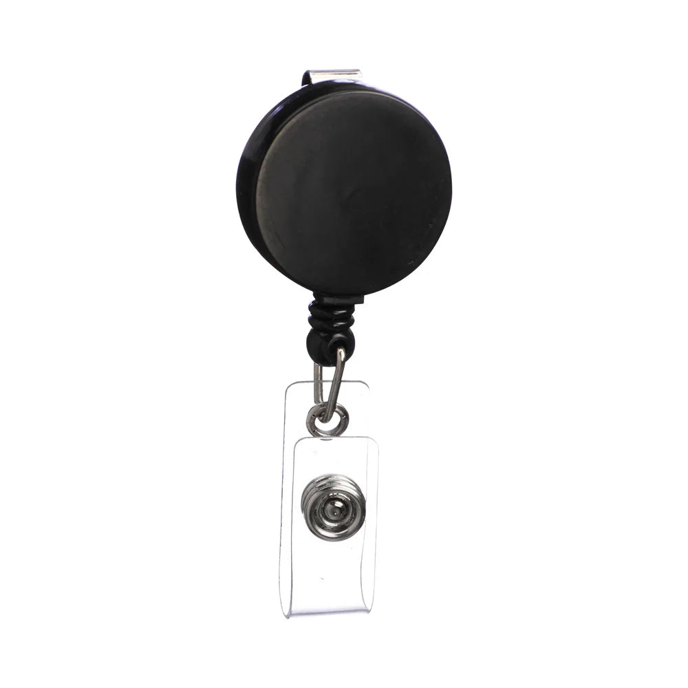 Black Retractable ID Badge Reel — Heavy Duty Nurse & Office Clip