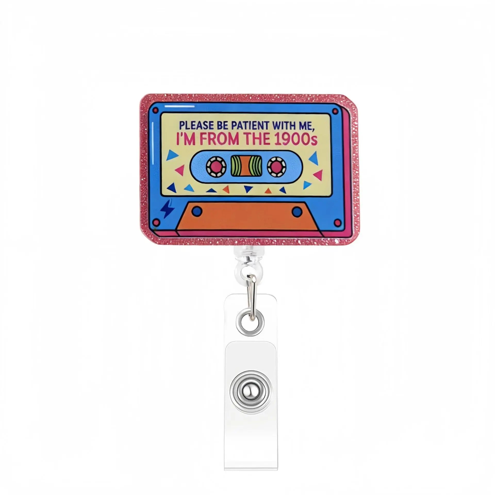 Glitter Acrylic Funny Quote Retractable Badge Reel — Nurse & Doctor ID Holder