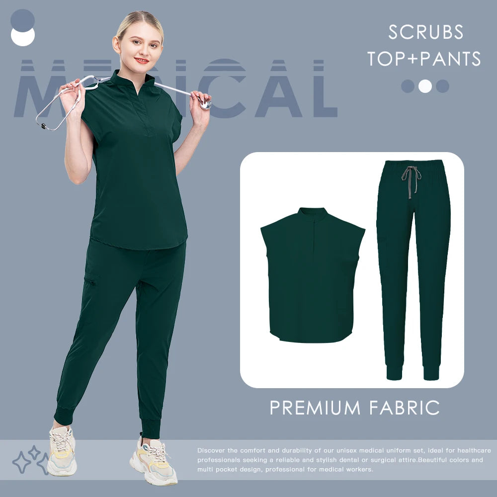 Nurse Scrub Blouse Pants Hospital Pharmacist Workwear Medical Surgical Uniforms Women Nursing Clothes Dentist Clinical Work Suit