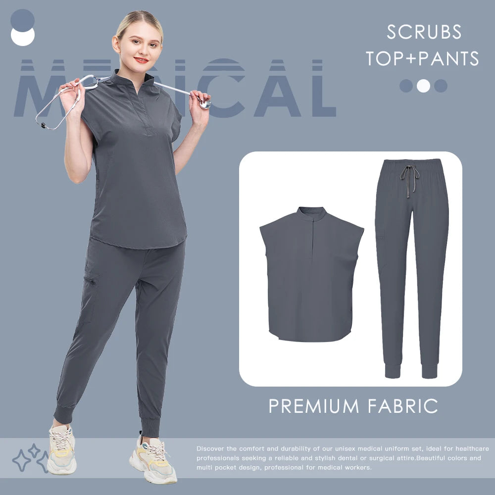 Nurse Scrub Blouse Pants Hospital Pharmacist Workwear Medical Surgical Uniforms Women Nursing Clothes Dentist Clinical Work Suit