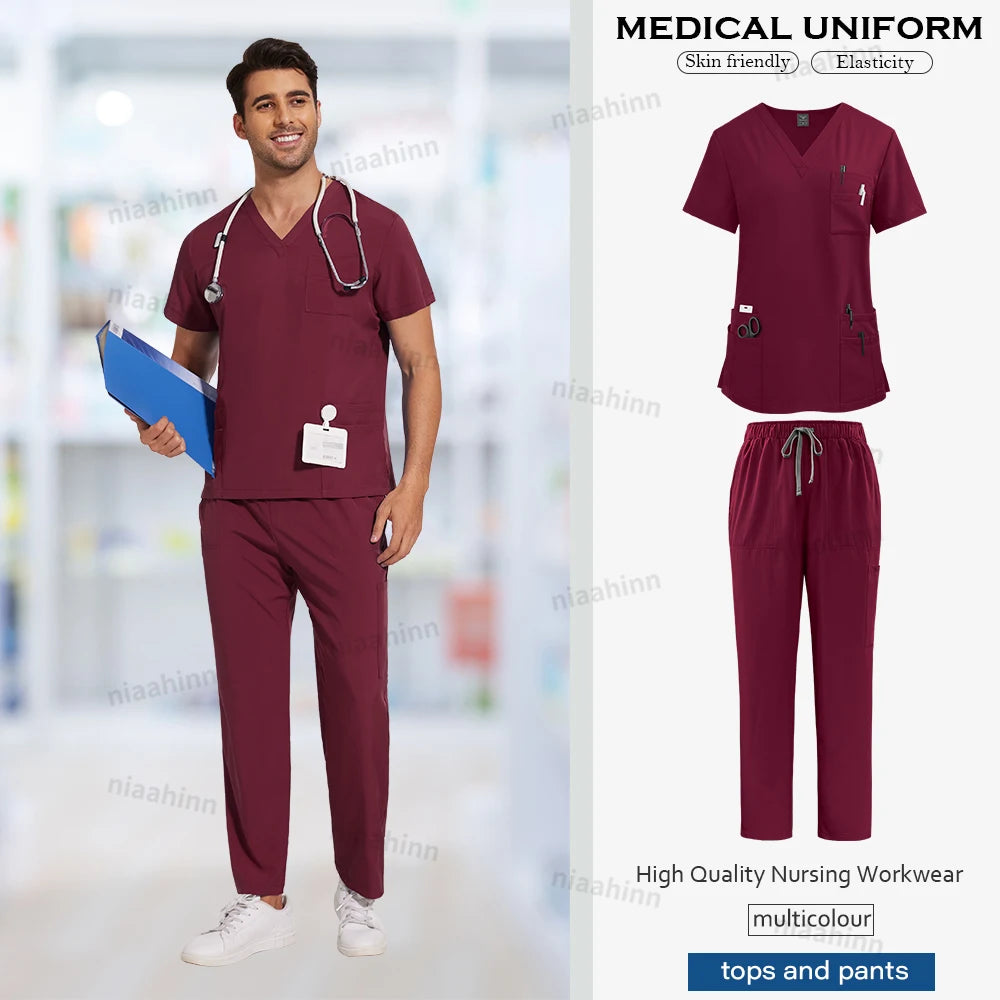 Anti-Wrinkle Medical Scrub Set – Unisex Surgical Uniform