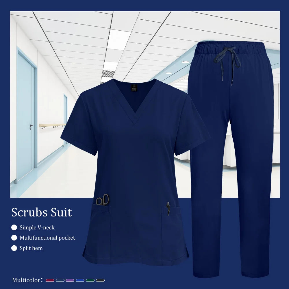 Women's V-Neck Medical Scrubs Uniform – Surgical & Nursing Workwear