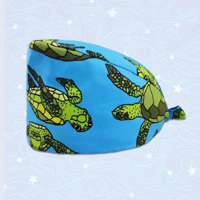 Adjustable Nurse Scrub Cap – Unisex Cotton Print Surgical Hat