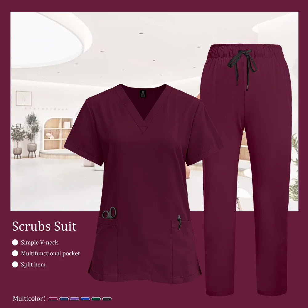 Women's V-Neck Medical Scrubs Uniform – Surgical & Nursing Workwear