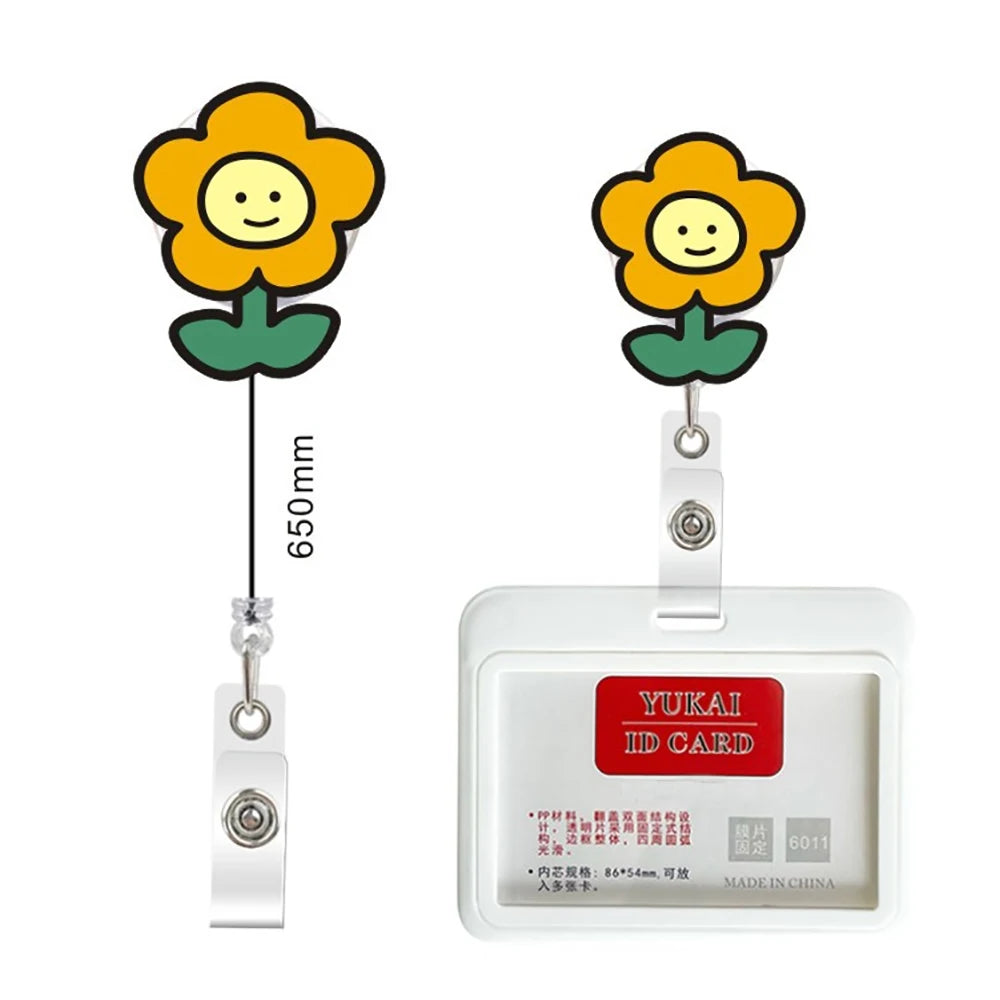 Lovely Flower Retractable Nurse Badge Reel — Cute ID Card Holder