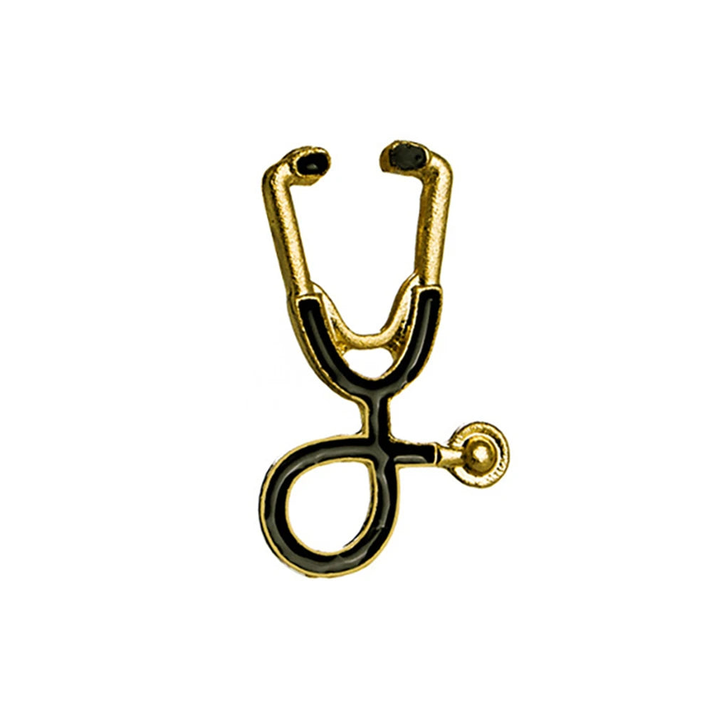 Medical Theme Nurse Enamel Pin Brooch — Stethoscope & Syringe Lapel Badge