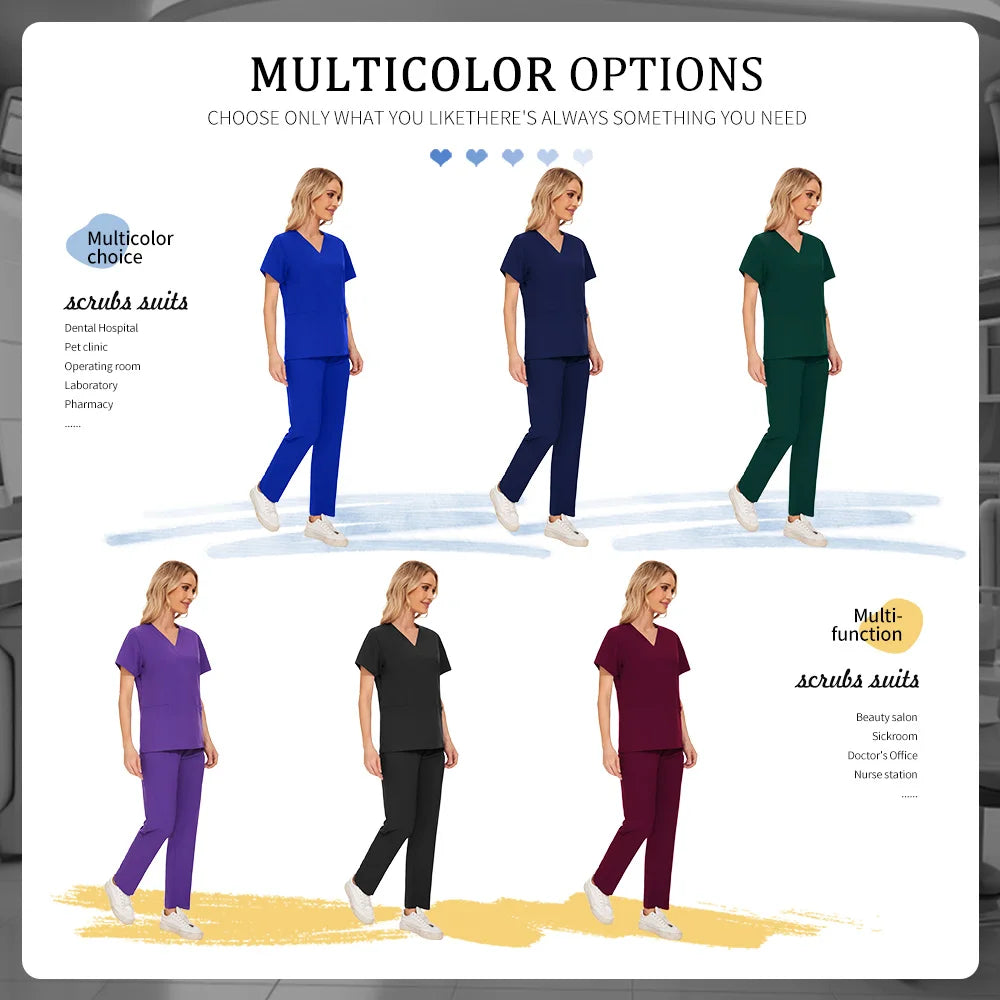 Women's V-Neck Medical Scrubs Uniform – Surgical & Nursing Workwear