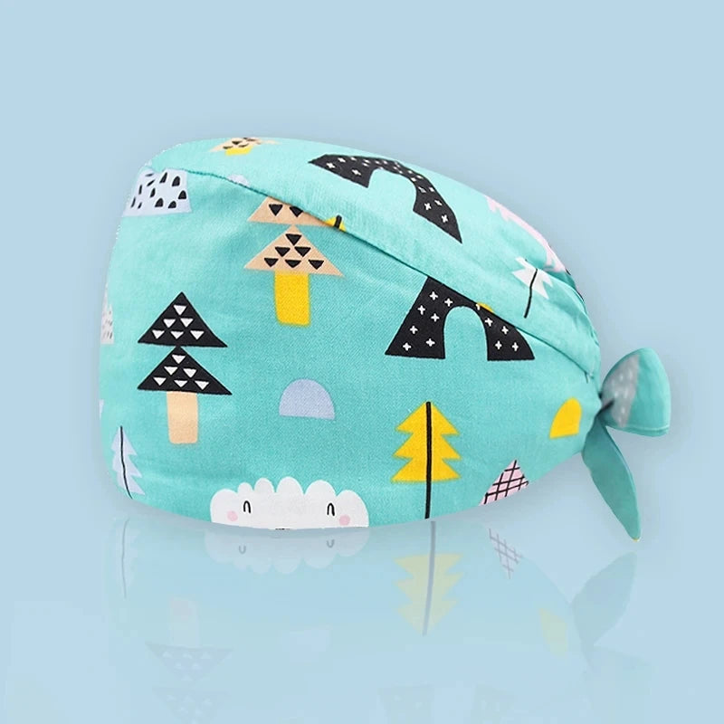 Adjustable Nurse Scrub Cap – Unisex Cotton Print Surgical Hat