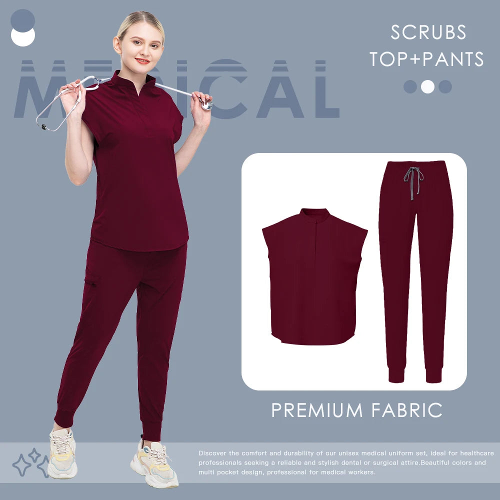 Nurse Scrub Blouse Pants Hospital Pharmacist Workwear Medical Surgical Uniforms Women Nursing Clothes Dentist Clinical Work Suit